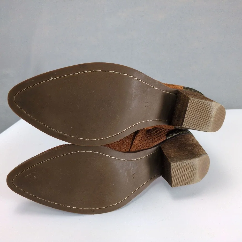 Jeffrey Campbell Cromwell Brown Western Ankle Boots Womens 11 Suede Leather